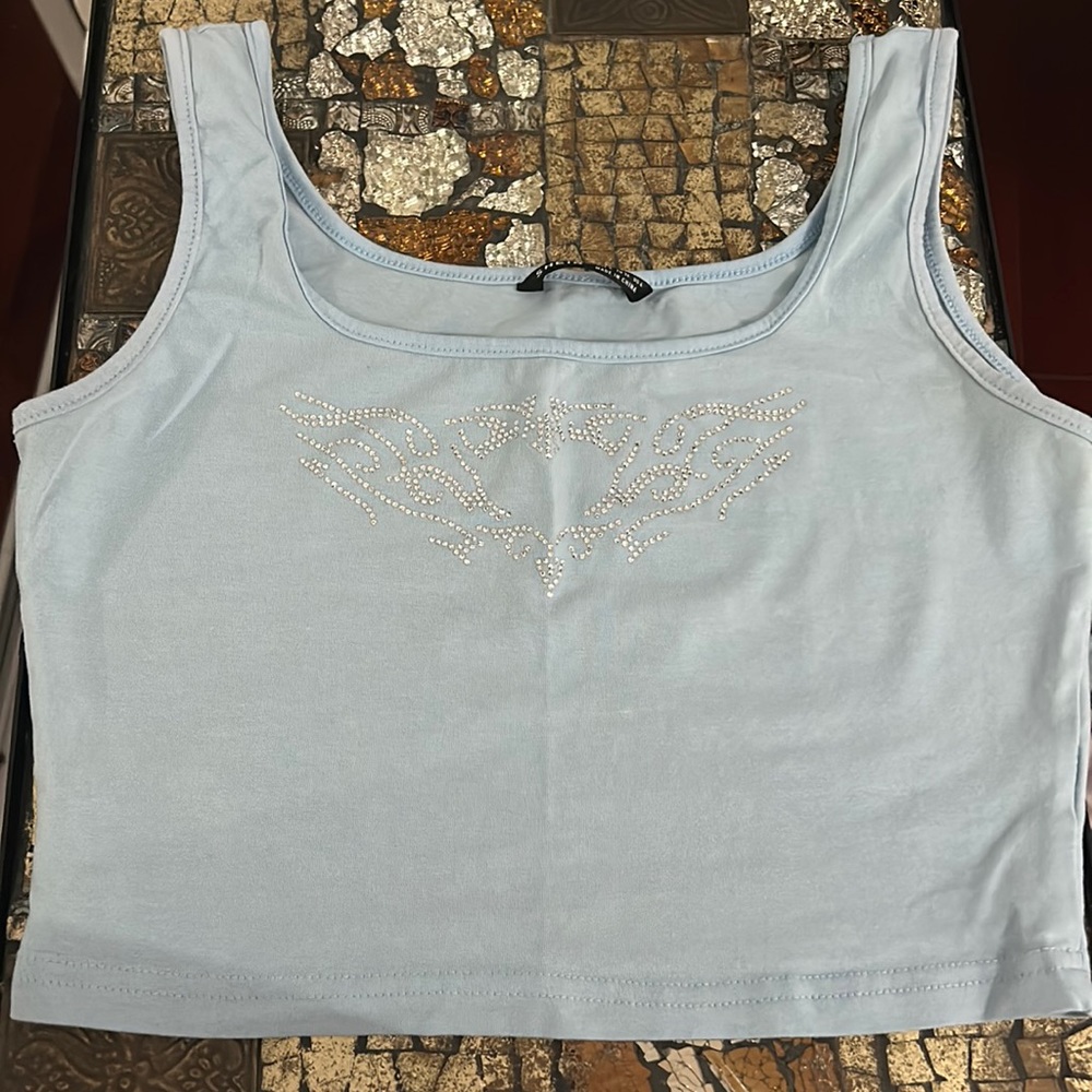 SHEIN Graphic Rhinestone Tank Top